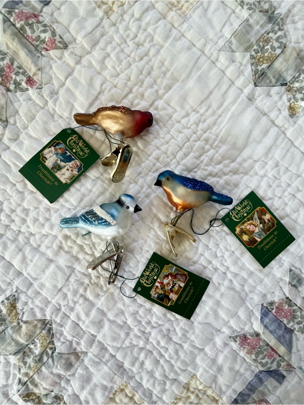 Set of 3 Old World Christmas Birdie Clip Ornaments